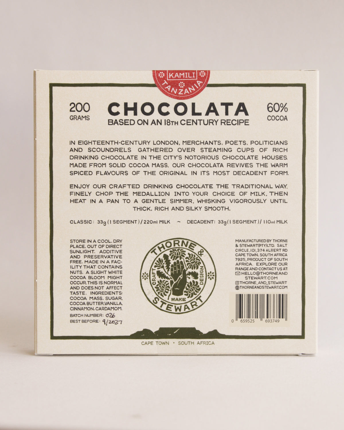 Chocolata - 1747 London Blend (200g / 60% cocoa)